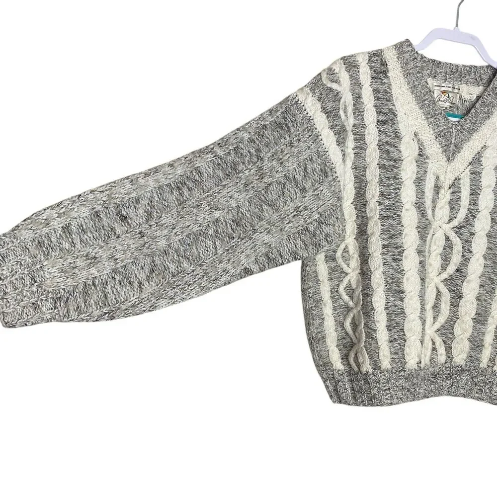 Vtg Arnold Palmer Sweater Mens S Varsity Cable Hand Knit Tennis Preppy Old Money
